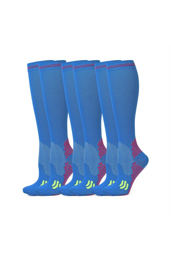 3 Pairs Men Women Athletic Compression Knee Long Socks, Breathable Socks For Sports Soccer Runners Travelers Running