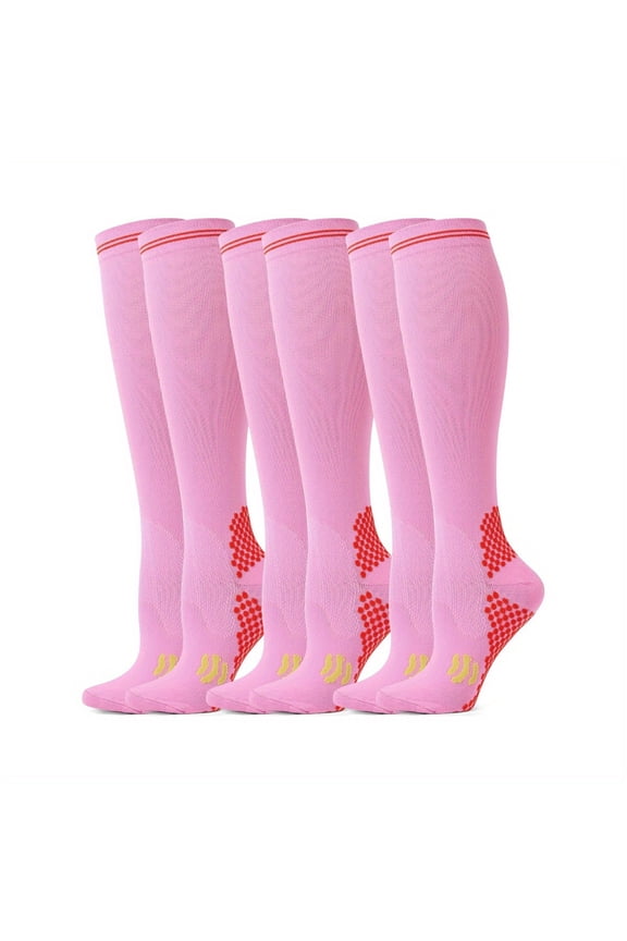 3 Pairs Men Women Athletic Compression Knee Long Socks, Breathable Socks For Sports Soccer Runners Travelers Running