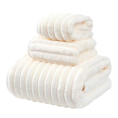 Elegant Choise 3-Piece Candy Fleece Towel Set - Ultra Soft Bath, Hand & Face Towels in 4 Colors | Quick-Dry & Luxurious (Bathroom/SPA)