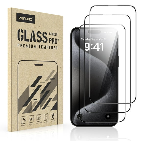 Elegant Choise 3Pcs Screen Protector for iPhone 15 Pro Max/15 Pro/15 Plus/15 Tempered Glass Film, Clear
