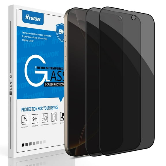Elegant Choise 3Pcs for iPhone 16 Pro Max/16 Pro/16 Plus/16 Screen Protectors Anti-Peeping Tempered Glass Films, Black