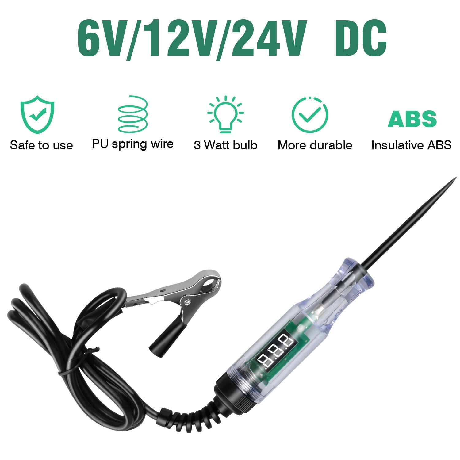 Elegant Choise 6/12/24V Car Digital Electric Voltage Circuit Tester