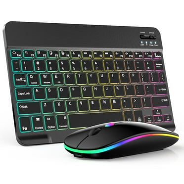 Elegant Choise Bluetooth Keyboard & Mouse Combo - RGB Backlit Wireless for iPad, Laptop, PC, Gaming & Office