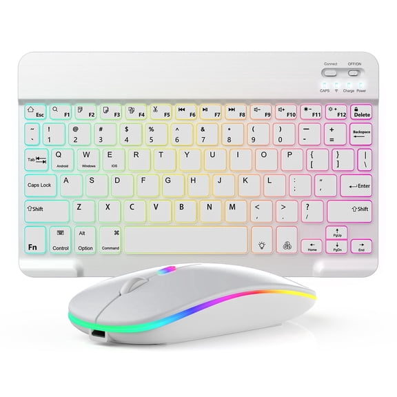Elegant Choise Bluetooth Keyboard & Mouse Combo - RGB Backlit Wireless for iPad, Laptop, PC, Gaming & Office