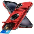 thumbnail image 1 of Elegant Choise Case with Screen Protectors with Flip Card Slot and Kickstand for iPhone 16 Pro Max/16 Pro/16 Plus/16 Heavy Duty Rugged Phone Cover, Red, 1 of 13