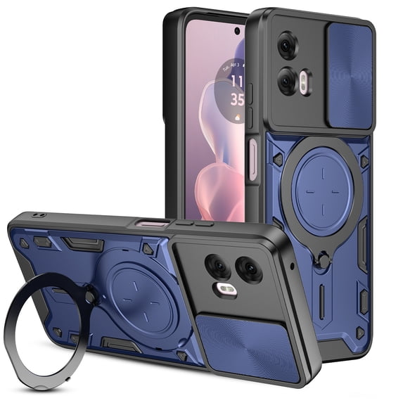 Elegant Choise Case for Moto G Play/G Power 2024 6.5/6.7inch Car Magnetic Stand Case Rugged Cover, Blue