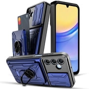 Elegant Choise Case for Samsung Galaxy A55/A25/A15 5G 6.5inch Card Slot Wallet Case Finger Ring Holder Phone Cover, Blue