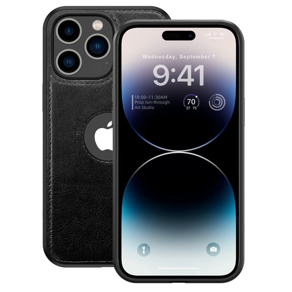 Elegant Choise Case for iPhone 14 Pro Max/14 Pro/14 Plus/14 PU Leather Protective Phone Cover, Black