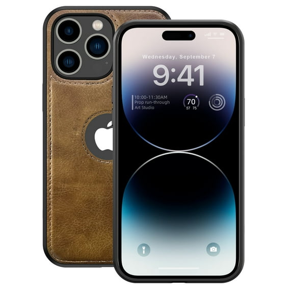 Elegant Choise Case for iPhone 14 Pro Max/14 Pro/14 Plus/14 PU Leather Protective Phone Cover, Brown