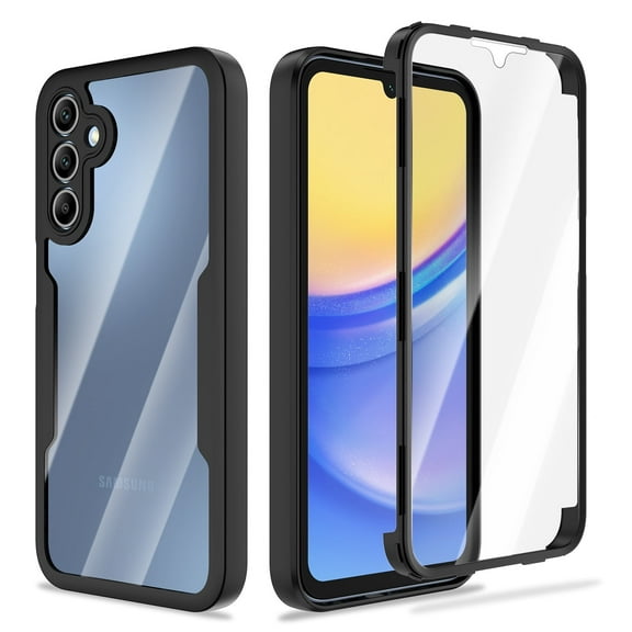 Elegant Choise Case with Built-in Screen Protector Full Cover for Samsung Galaxy A15 5G, Black