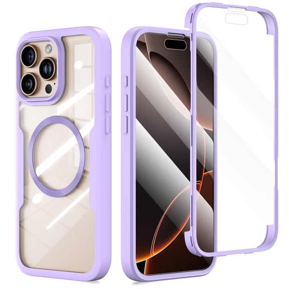 Elegant Choise Case with Built-in Screen Protector for iPhone 16 Pro Max/16 Pro/16 Plus/16 Full Coverage Phone Cover, Purple