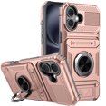 thumbnail image 1 of Elegant Choise Case with Flip Card Slot and Kickstand for iPhone 16 Pro Max/16 Pro/16 Plus/16 Heavy Duty Rugged Phone Cover, Pink, 1 of 13