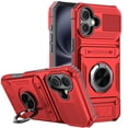 thumbnail image 1 of Elegant Choise Case with Flip Card Slot and Kickstand for iPhone 16 Pro Max/16 Pro/16 Plus/16 Heavy Duty Rugged Phone Cover, Red, 1 of 13