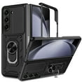 thumbnail image 1 of Elegant Choise Case with Ring Stand and Slide Camera Lens Cover for Samsung Galaxy Z Fold 5 5G, Black, 1 of 17