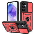 thumbnail image 1 of Elegant Choise Case with Slide Camera Lens Cover and Stand for Samsung Galaxy A55 5G, Red, 1 of 15