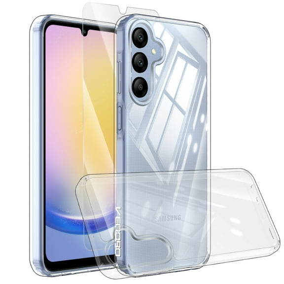Elegant Choise Case with Screen Protector for Samsung Galaxy A25 5G Shockproof Soft TPU Phone Cover, Clear