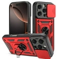 thumbnail image 1 of Elegant Choise Case with Screen Protectors for iPhone 16 Pro Max/16 Pro/16 Plus/16 Heavy Phone Cover with Ring Stand and Slide Camera Lens, Red, 1 of 15