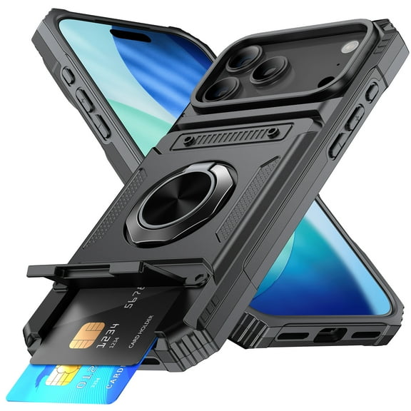 Elegant Choise Case with Screen Protectors with Flip Card Slot and Kickstand for iPhone 17 Pro Max/17 Pro/17 Air/17 Heavy Duty Rugged Phone Cover