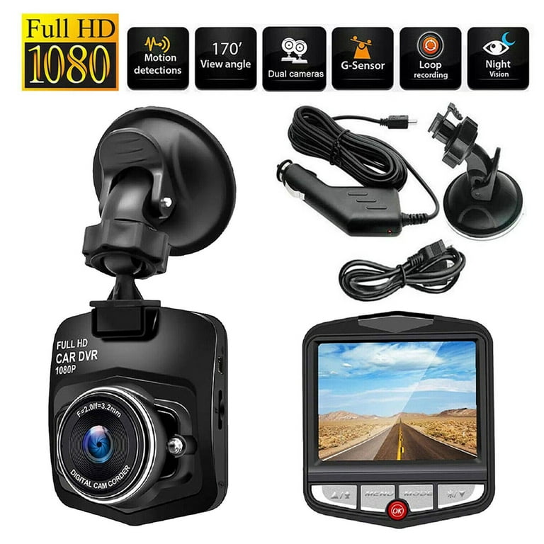 Elegant Choise Dash Cams Front Car Camera with Night Vision G-Sensor 1080P  2.4, Black
