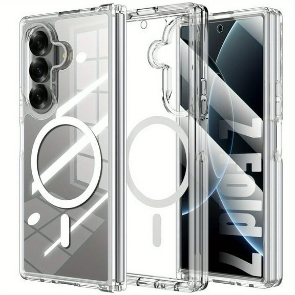 Elegant Choise For Samsung Galaxy Z Fold 7 2025 Clear Magnetic Shockproof Phone Case Slim Cover