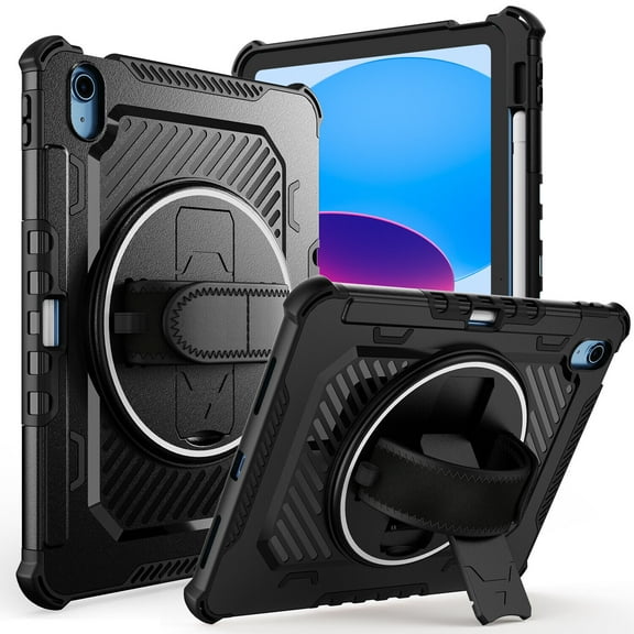 Elegant Choise For iPad 10th Gen 10.9 2022 Case Hybrid Rotating Stand Pencil Holder Cover/Strap