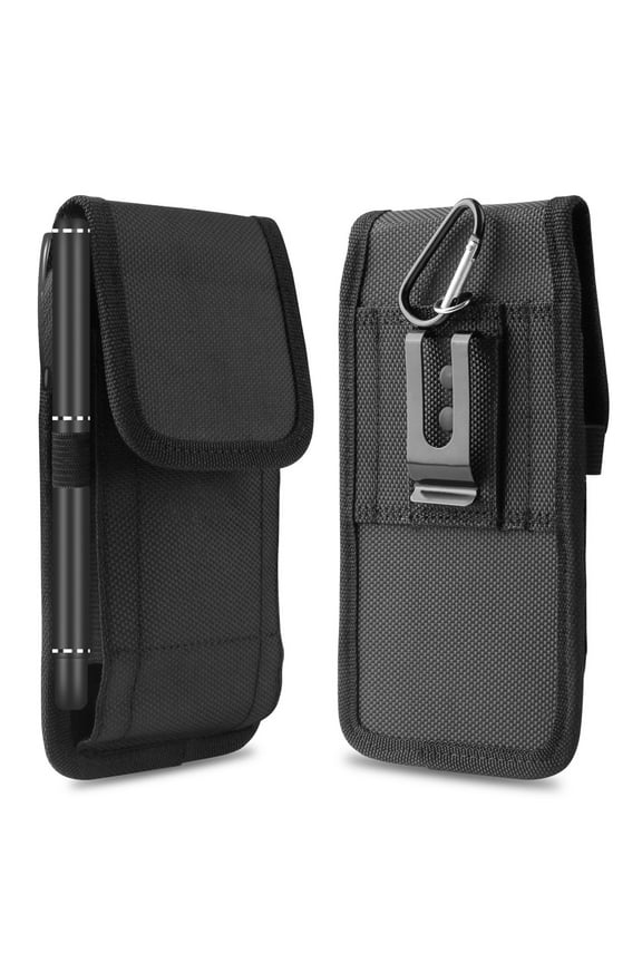 For iPhone 13 mini /13 Pro /iPhone 12 mini / 12 Pro Heavy Duty Rugged Belt Clip Holster Phone Case Cover Waist Bag with Carabiner Keychain for 5.7-6.3 inches Phones