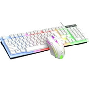 Elegant Choise Gaming Keyboard & Mouse Backlit Keys Wired Computer Keyboard & Mouse Set with Led Light, White