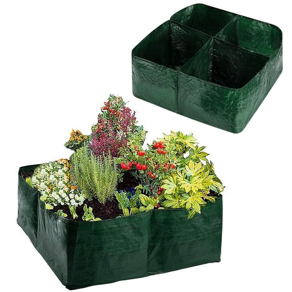 Elegant Choise Grow Bags 23 Gallons Fabric Garden Planter for Plant Vegetables 4 Grids, Green