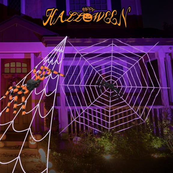 Elegant Choise Halloween 11.8FT Spider Web W/Spider,Hanging Skeleton Phantom for Indoor Outdoor