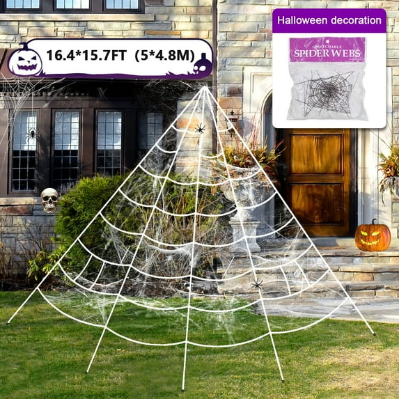 Elegant Choise Halloween Decoration Spider Web 16.4ft Giant Triangular Cobweb