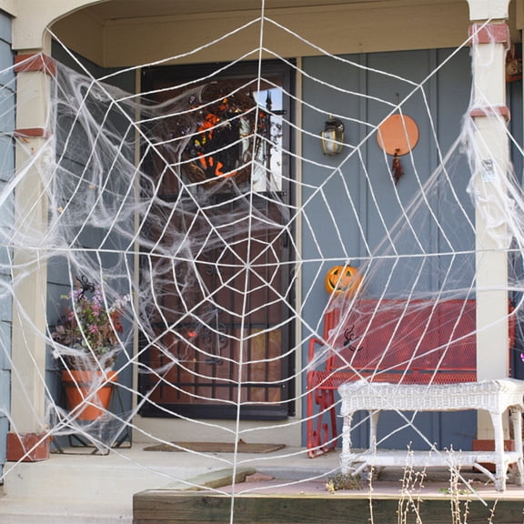 Elegant Choise 11.8ft Halloween Decoration Spider Web Circular Cobweb, White