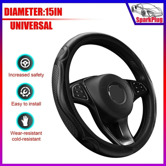 Elegant Choise Leather Steering Wheel Cover - Premium Anti-Slip & Breathable Wrap for Enhanced Grip & Comfort (Universal Fit)