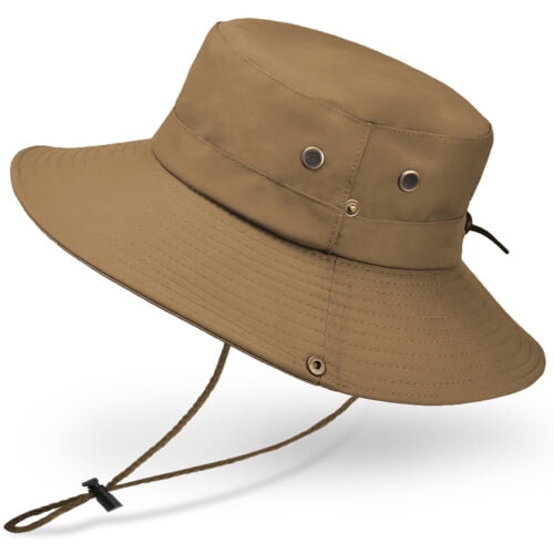 Elegant Choise Men's Wide Brim Sun Hat - UPF 50+ UV Protection Summer Bucket Boonie Cap with Ponytail Hole for Beach, Hiking & Outdoor