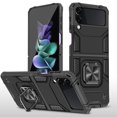 thumbnail image 1 of Elegant Choise Phone Case for Samsung Galaxy Z Flip 4 5G Shockproof Heavy Duty Protective Cover with Ring Stand, Black, 1 of 14