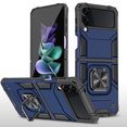 thumbnail image 1 of Elegant Choise Phone Case for Samsung Galaxy Z Flip 4 5G Shockproof Heavy Duty Protective Cover with Ring Stand, Blue, 1 of 13