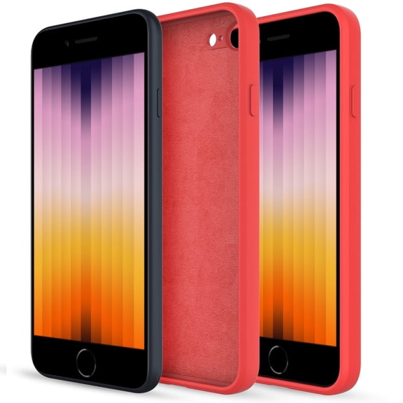 Elegant Choise Phone Case for iPhone SE 3 2022 Liquid Silicone Protective Cover   Tempered Film Set