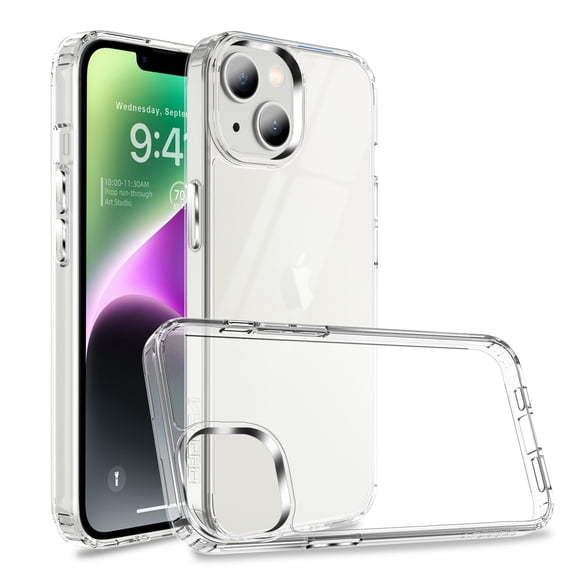 Elegant Choise Phone Case with Screen Protector for iPhone 14 Pro Max/14 Plus/14 Pro/14/13 Shockproof Soft TPU Cover, Clear