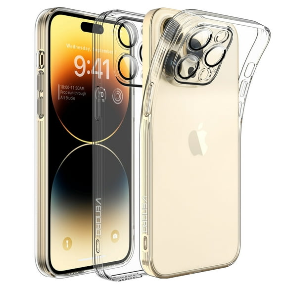 Elegant Choise Phone Case with Screen Protector for iPhone 14 Pro Max/14 Pro/14 Plus/14 Soft Cover Built-in Camera Lens Film, Clear