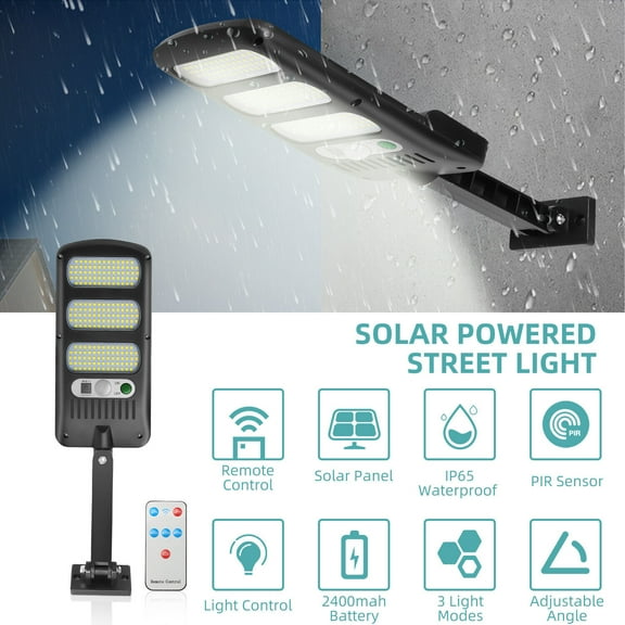 Elegant Choise Solar Street Light with Pole Remote Control Outdoor LED Security Lights