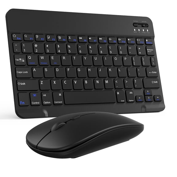 Elegant Choise Wireless Bluetooth Keyboard and Mouse Set Rechargeable for iPad Laptop Mac PC, Black
