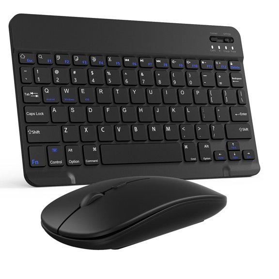 Elegant Choise Wireless Bluetooth Keyboard and Mouse Set Rechargeable for iPad Laptop Mac PC, Black