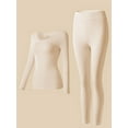 thumbnail image 1 of Elegant Choise Women Thermal Underwear Seamless Ultra-Soft High Elastic Base Layer Winter Warm, Beige, 1 of 20