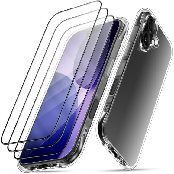 Elegant Choise for iPhone 17/17 Air/17 Pro/17 Pro Max Clear Case & 3 Pack Screen Protectors, Full Cover Set