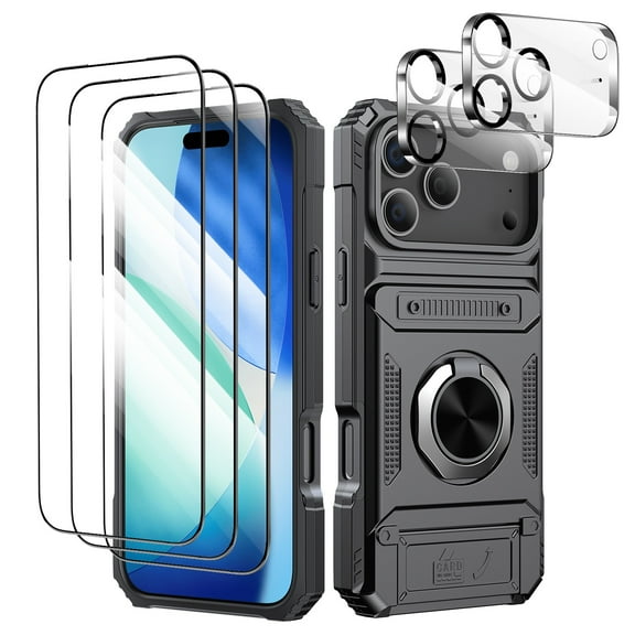 Elegant Choise for iPhone 17 Pro/17 Pro Max Case 5 Piece Set - With 3x Screen Protectors & 2x Camera Lens Protectors