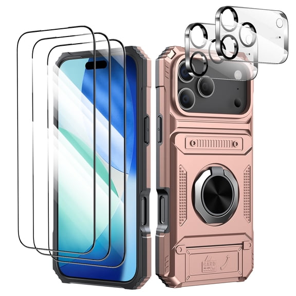 Elegant Choise for iPhone 17 Pro/17 Pro Max Case 5 Piece Set - With 3x Screen Protectors & 2x Camera Lens Protectors