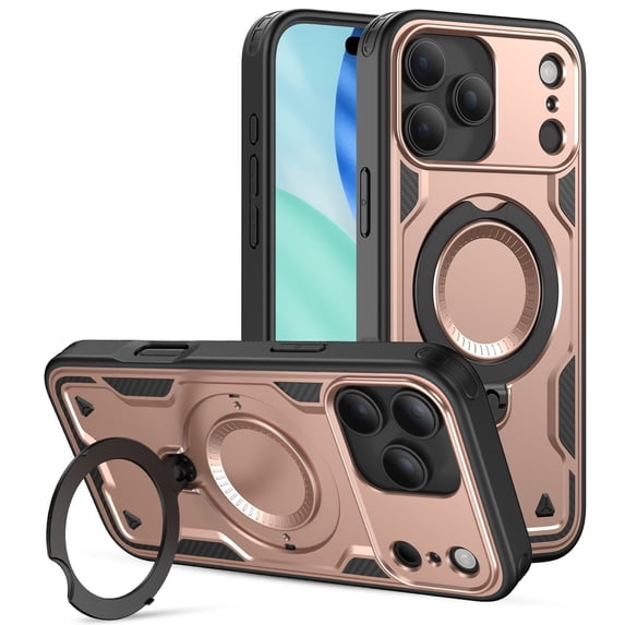 Elegant Choise for iPhone 17 Pro/17 Pro Max Magnetic Case 360° Rotating Metal Ring & Shockproof Armor