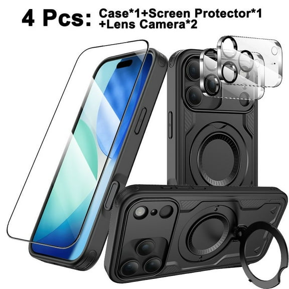 Elegant Choise for iPhone 17 Pro/17 Pro Max Magnetic Case 4 Piece Set - With 1x Screen & 2x Camera Lens Protectors