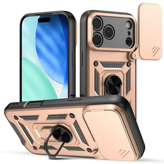 Elegant Choise for iPhone 17 Pro/17 Pro Max Shockproof Case, With Durable Metal Ring kickstand & Full Protection
