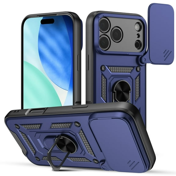 Elegant Choise for iPhone 17 Pro/17 Pro Max Shockproof Case, With Durable Metal Ring kickstand & Full Protection