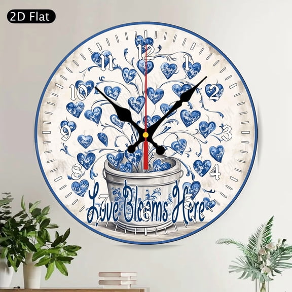 Elegant Christian Cross Lily Round Wall Clock - Silent Non Ticking Religious Easter Home Decor Gift